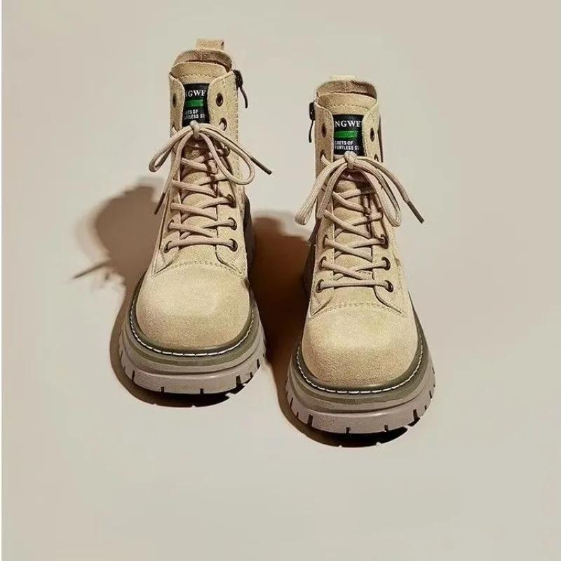 Fashion Female Short Shoes with Laces Combat Booties Punk Style Women's Ankle Boots Elegant Medium Heels Lace-up Hot Goth Fashion 2024