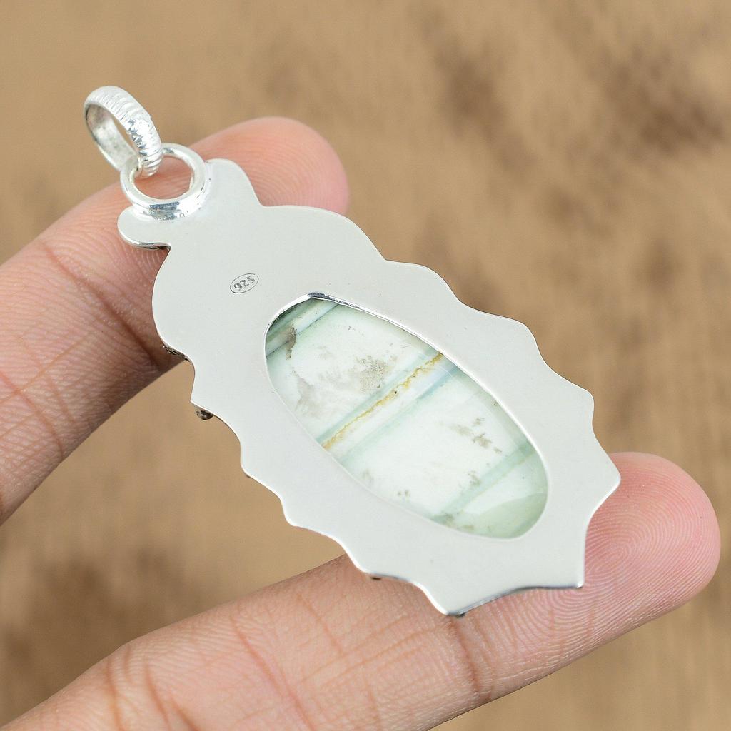 Natural Blue Rhodochrosite Gemstone Pendant 925 Sterling Silver Indian Jewelry