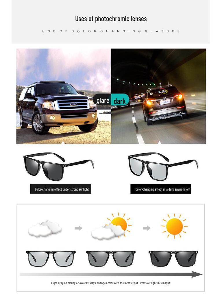 Aolong 627BS Polarized Photochromic Sunglasses - Fashionable Driving & Night Vision Glasses