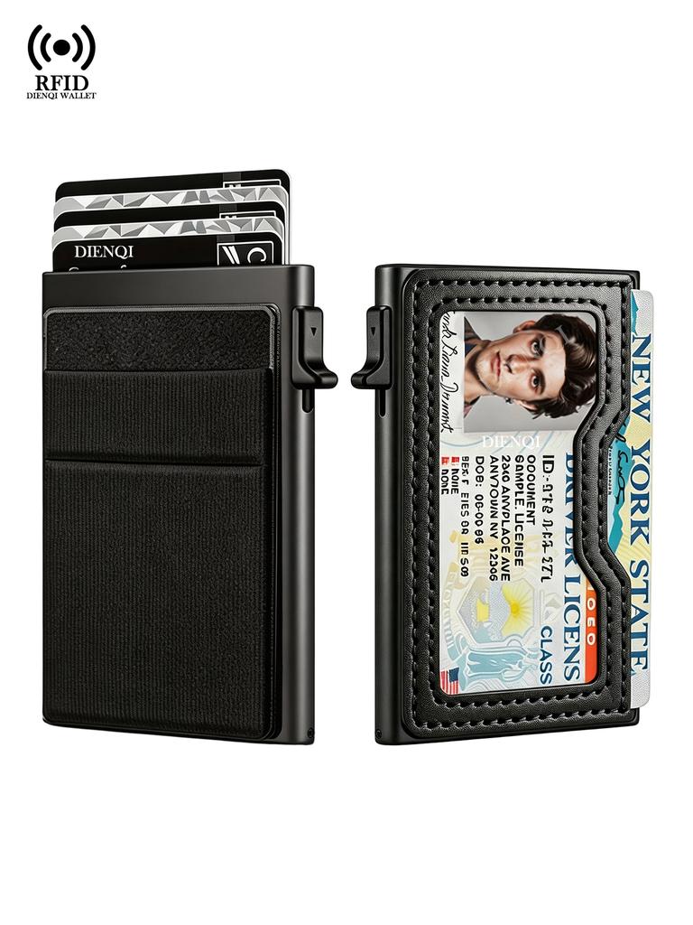 Men's Minimalist Wallet Slim Rfid Credit Card Holder Men Women Metal Wallets Automatic Pop Up Case Bank ID Cardholer Billetera