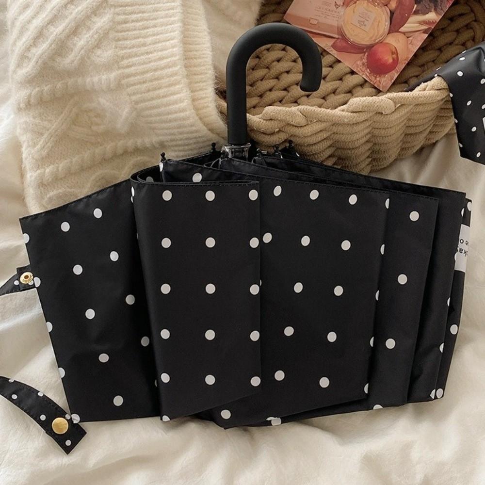 Portable U-Shaped Handle Polka Dot Umbrella 8-Rib Manual Dual-Use Sun Umbrella Lightweight UV Protection Umbrella Summer