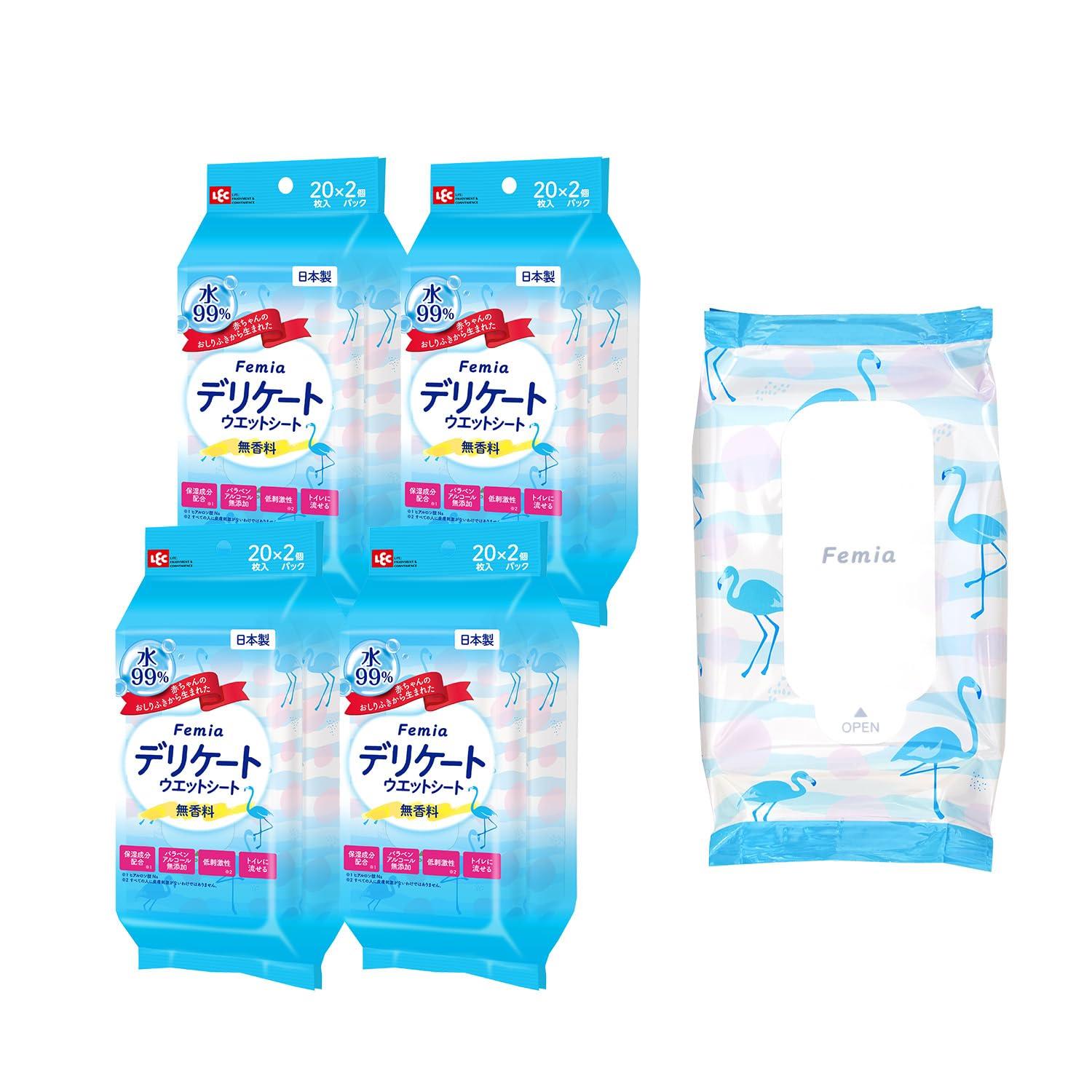 

LEC Delicate Wet 20 листов x 8 упаковок Сделано в Изначально сделано из Детские салфетки Женские салфетки, Femia, (Без запаха), Смываемый, Япония,