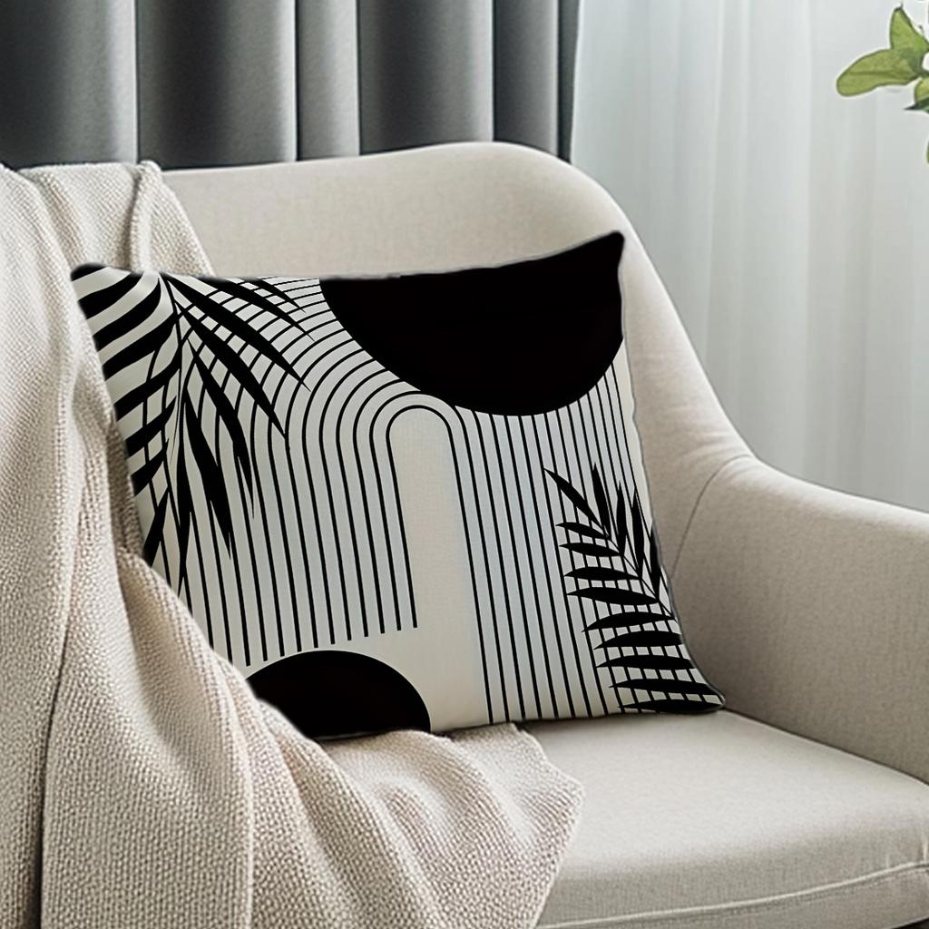 1pcs Bohemian Black White Geometry Pillowcase Square Bedroom Cushion Covers Zipper Living Soft Home Decor 45x45cm