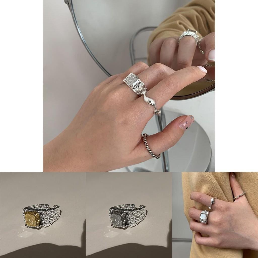 925 Sterling Silver Open Adjustable Ring Stylish Geometric Design Women For