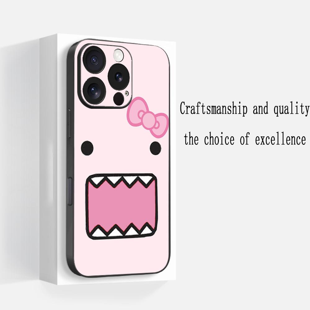 Domo kun cute cartoon anime pattern Phone Case For iPhone 17 16 e 15 14 13 12 Plus Mini Pro Max Soft black Shockproof Cover