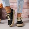 Autumn new women's simple pure colour hundred with flat women's shoes outdoor leisure round head canvas shoes