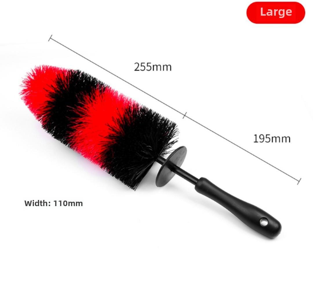 

Красно-черная щетка для чистки автомобильных шин и дисков с эластичной проволокой.