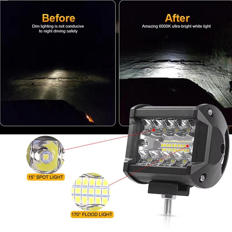 4 Inch 60W Work Light Spot Flood Offroad Car Lights Bar Fog Lamp For Jeep Off Road 4X4 ATV UTV Truck Trailer Ship LED Headlights