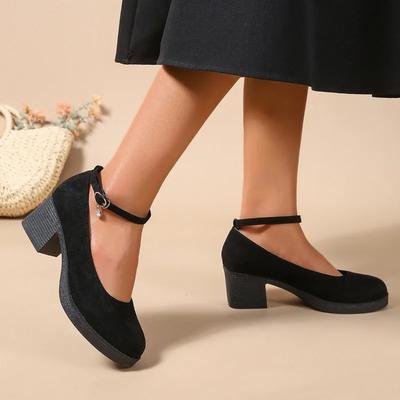 Hot Sale Women's Shoes 2025 Buckle Strap Women's High Heels Fashion Shallow Office and Career New Plus Size Solid Heels Women