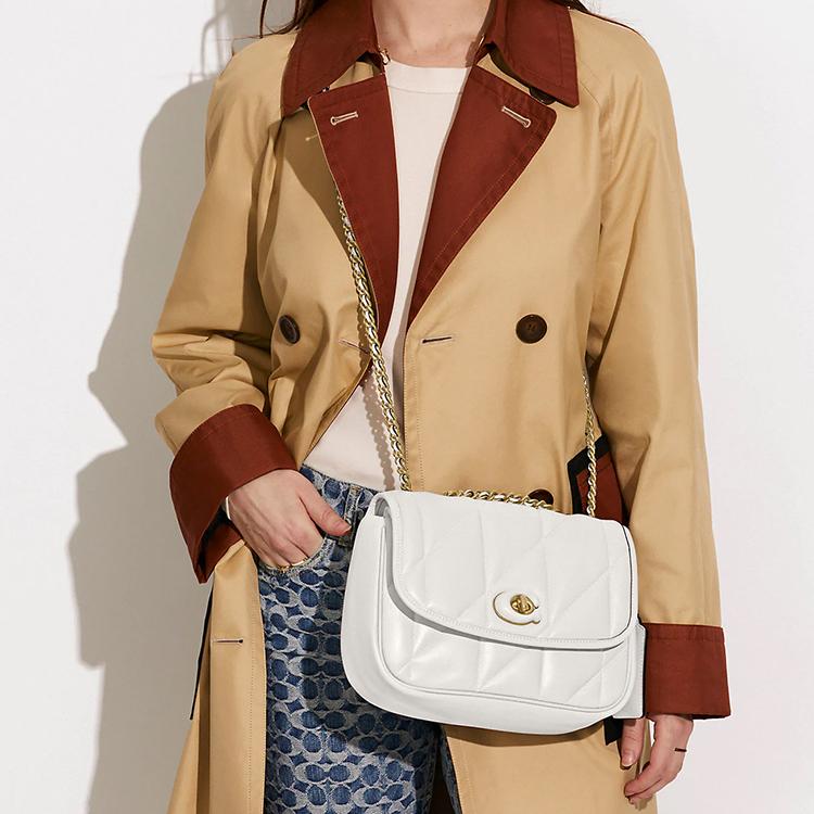 New COACH Pillow Nappa Leather Small Square Bag Crossbody Bag Shoulder Bag Women's White C8560-B4HA