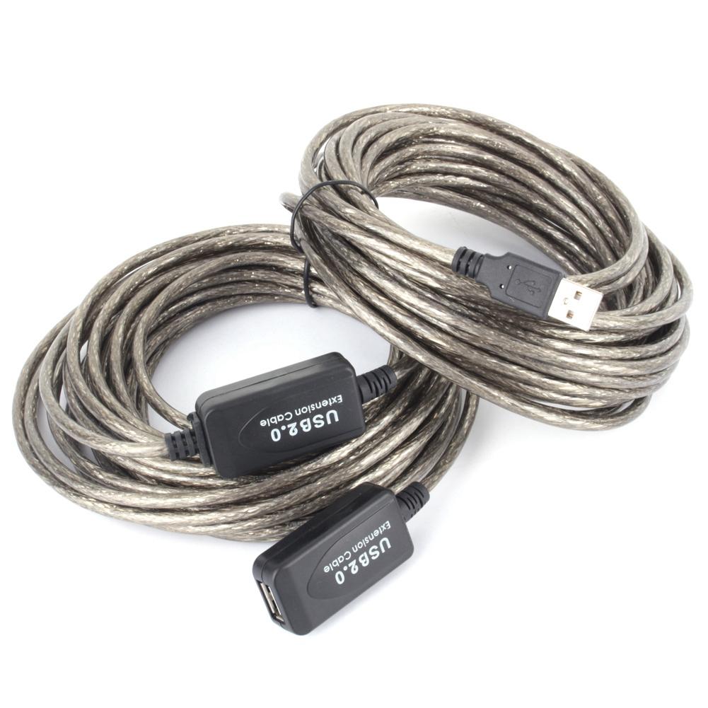 15M USB 2.0 Type A Male to Female Extension Extender Cable Cord Black
