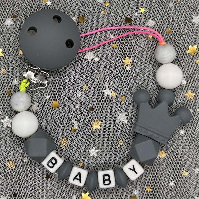 Free Personalised BPA Free Silicone Baad Dummy DIY Silicone Baby Pacifier Custom Clip Name Colorful Pacifier Chain Teething Gift