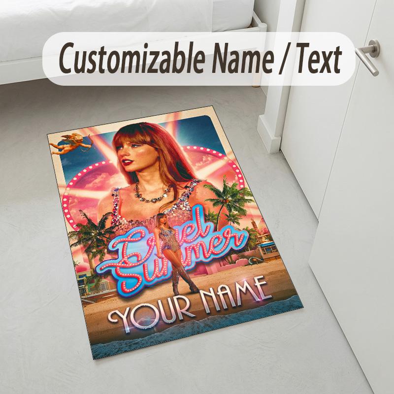 Personalized Crystal Velvet Carpet,Taylor Swift Custom Printed Name, Plush Area Rug For Home Indoor Decor