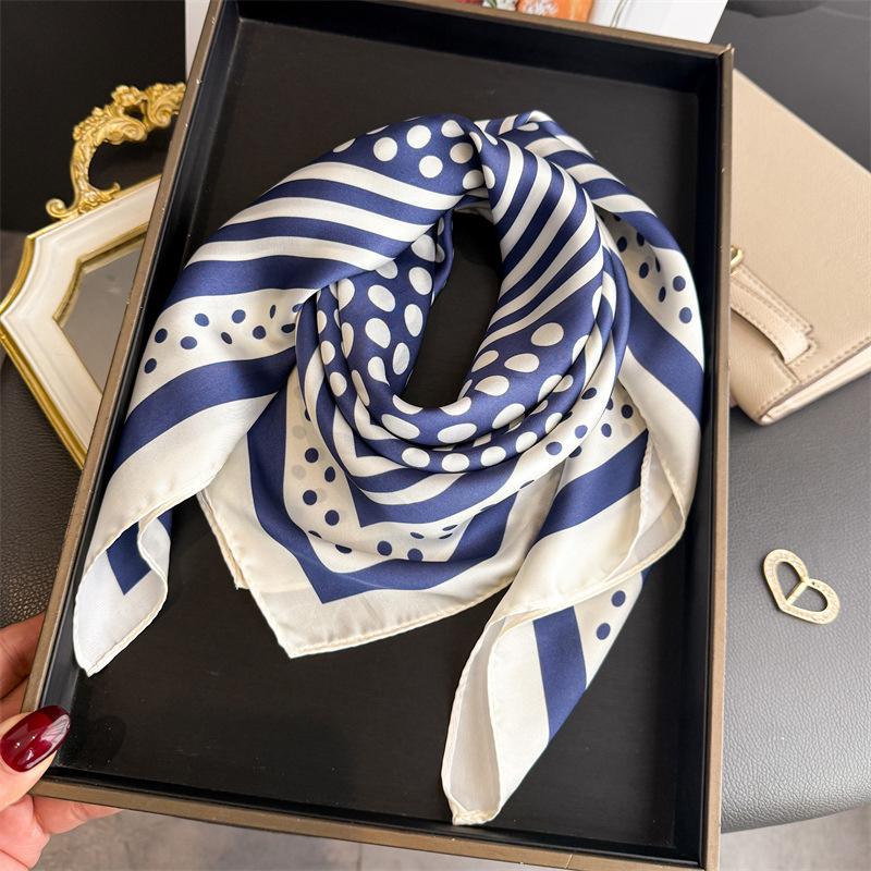 70Cm Dot Pattern Scarf Imitation Silk Square Scarf Women Neckerchief Female Luxury Square Scarves Satin Hijab Ribbon Bandana