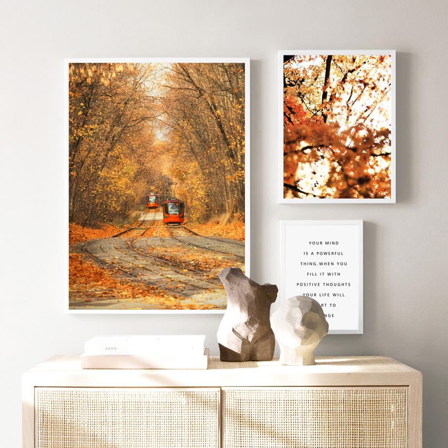 Herbstlandschaft Ahornwald Elch Weizen Schilfblume Eule Poster Drucke Nordische Wandkunst Leinwandmalerei Wohnzimmer Heimdekor