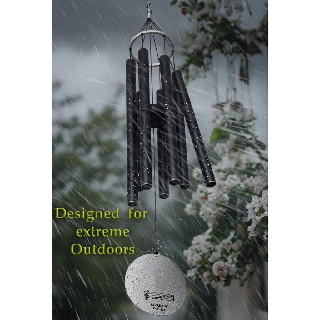 30.5 inch Big Wind Chimes for Home Balcony Positive Energy- Positive Energy Items (Black 6 Pipe Wind Chime) (Silver Black)