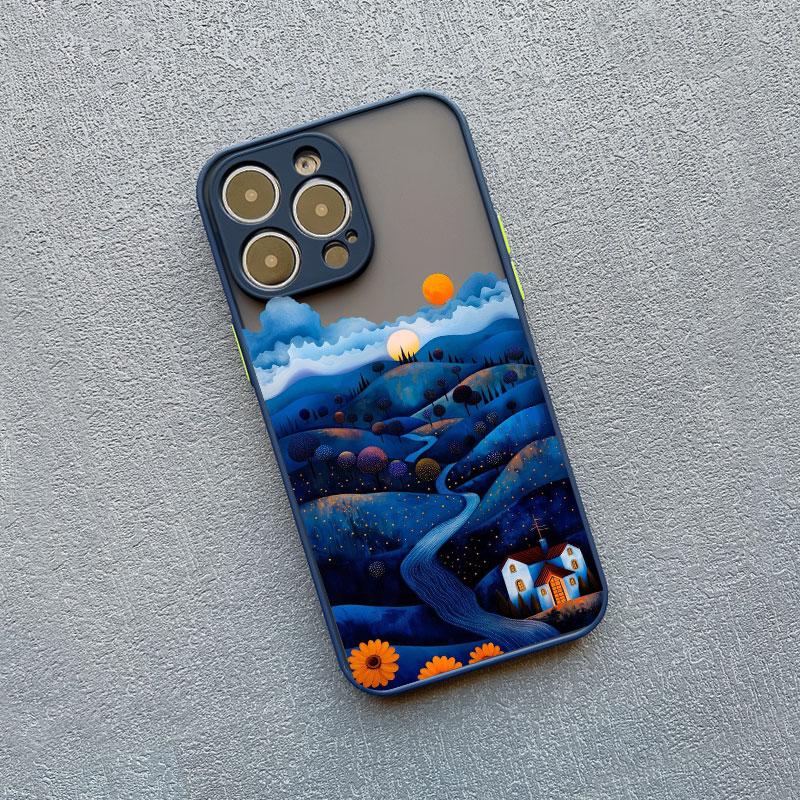 Yellow Sunset Mountain Phone Case For iPhone 16 14 15 11 12 13 Pro Max Mini XR X XS 7 8 Plus SE Natural Scenery Shockproof Cover