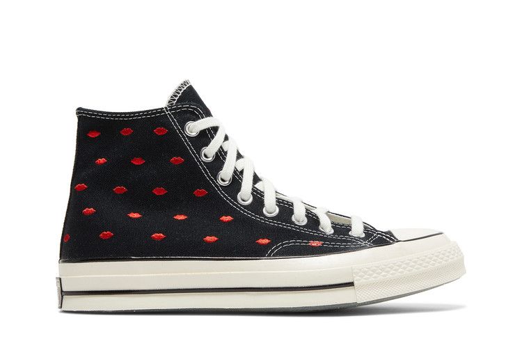 Men's Sneakers Converse Chuck Taylor All Star 70 Hi Embroidered Lips Black Black/University Red/Egret