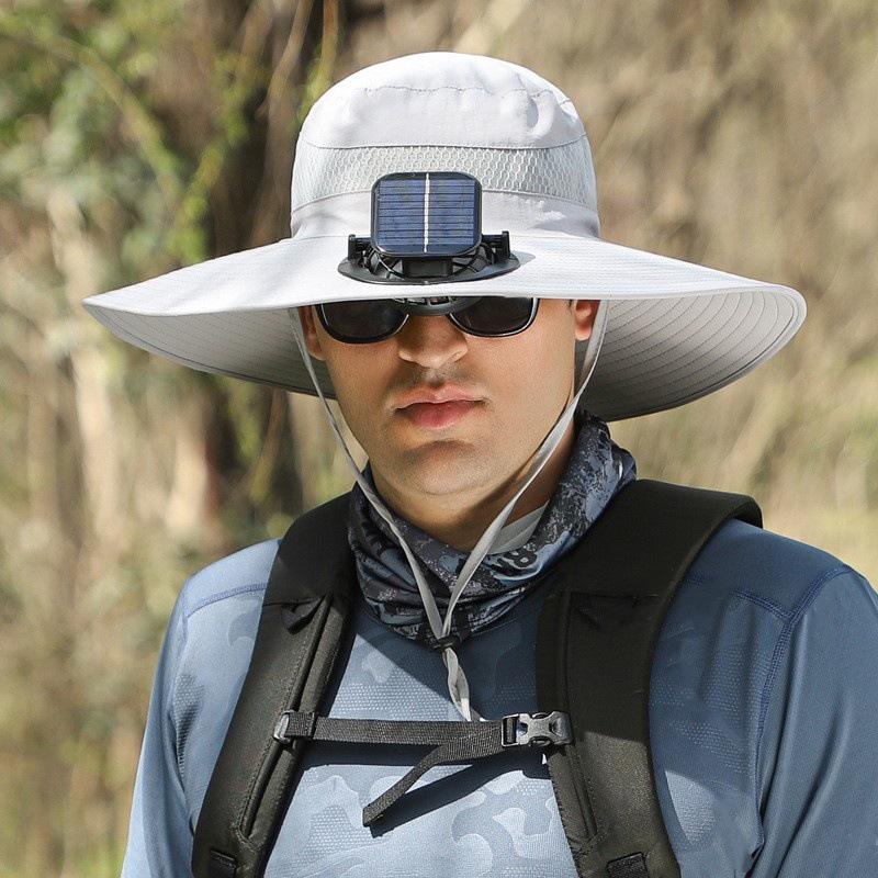 Unisex Solar-Powered Cooling Sun Hat - Large Brim for Outdoor Activities