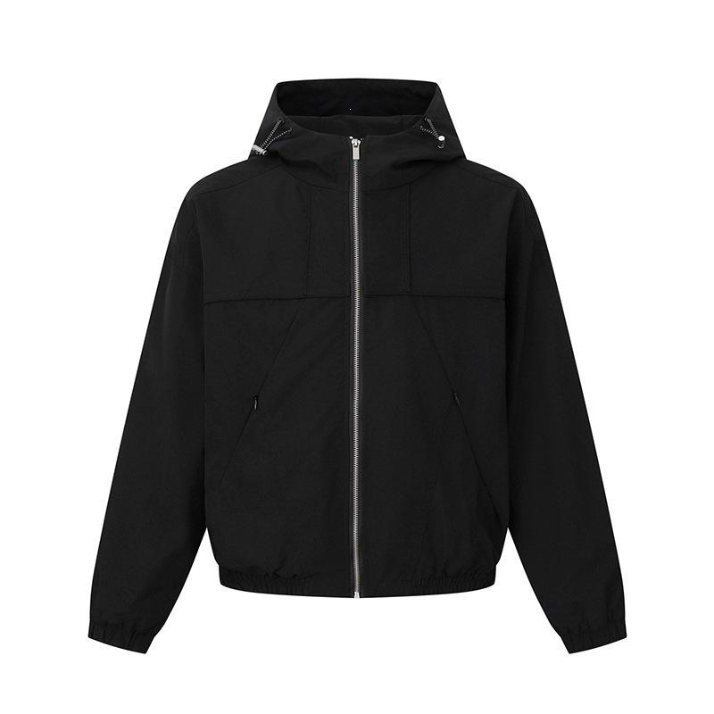 QIYOU 2026 Autumn Unisex Retro Hooded Windbreaker Jacket