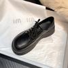 Black Platform Small Leather Shoes, Autumn 2025 New College Lace-up Muffin Style Loafers, Versatile Single Shoes