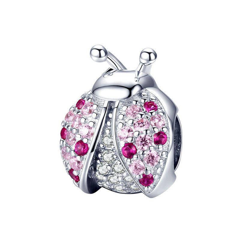 WOSTU 925 Sterling Silver Ladybug Series Charm Zircon Enamel Bead Silver 925 Pendant Fit Original Bracelet Insect Jewelry