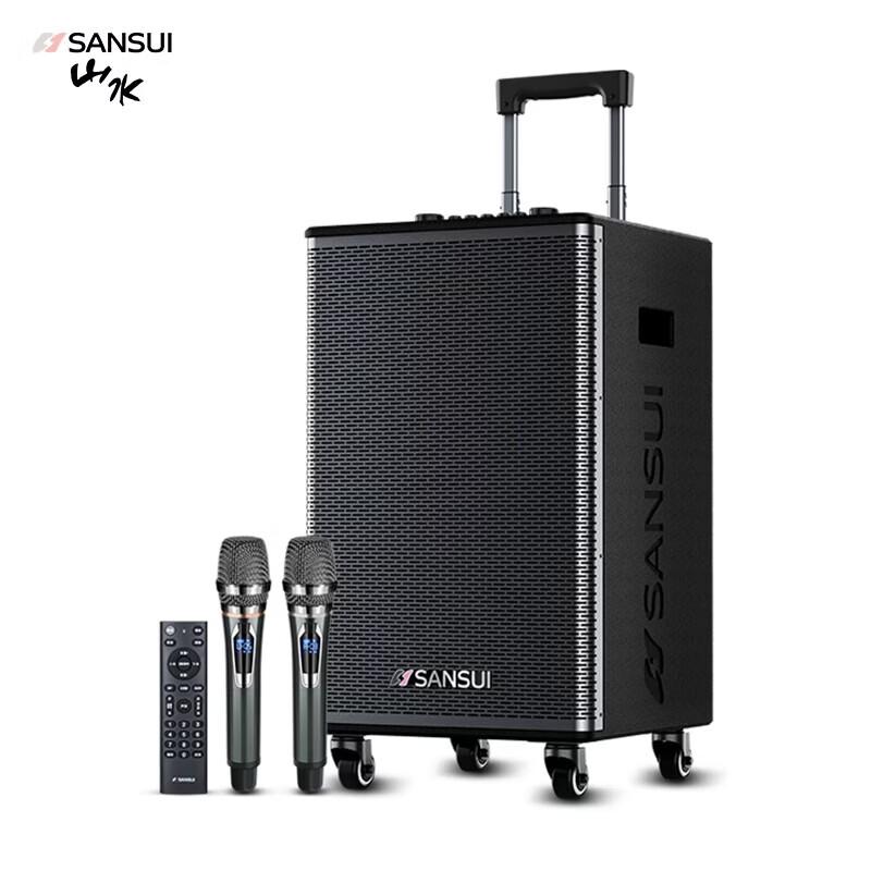 SANSUI E08 Portable Karaoke Speaker with Dual Microphones CN plug (adapter included)