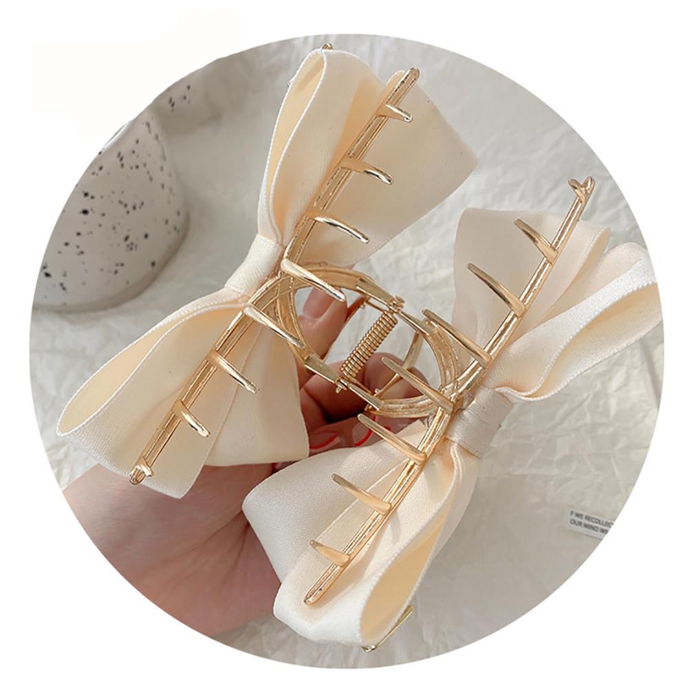 1/2pcs  Black Satin Bow Clip WOMEN'S Summer Headwear Simple Temperament Hair Clip Back of the Head Shark Clip