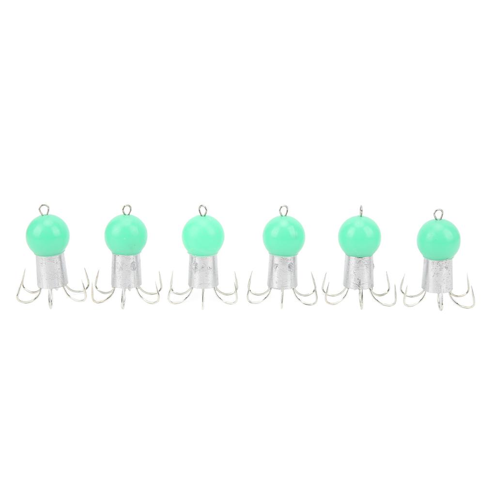6pcs Squid Hook 6 Needle Stainless Steel Lifelike Squid False Bait Hook for Sea Fishing Emerald