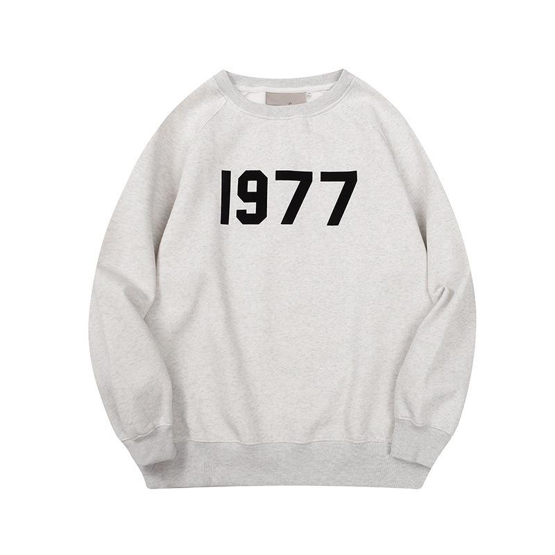 Three-dimensional flocking 1977 men's and women's American high street hoodie sweater trousers casual suit