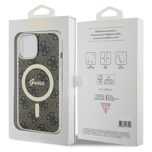 Guess GUHMP15SH4STW iPhone 15 / 14 / 13 6.1" braun/braun Hardcase IML 4G MagSafe