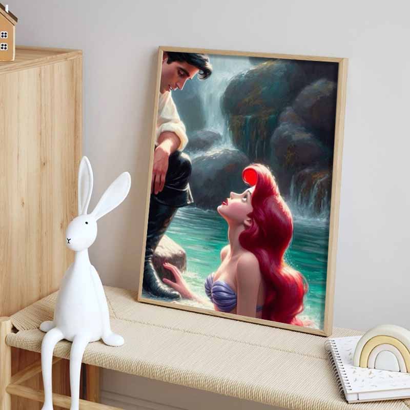 Disney Diamond Painting Little Mermaid Illustration 5D DIY Full Round Diamond Mosaic Cartoon Embroidery Art Painting Home Decoration