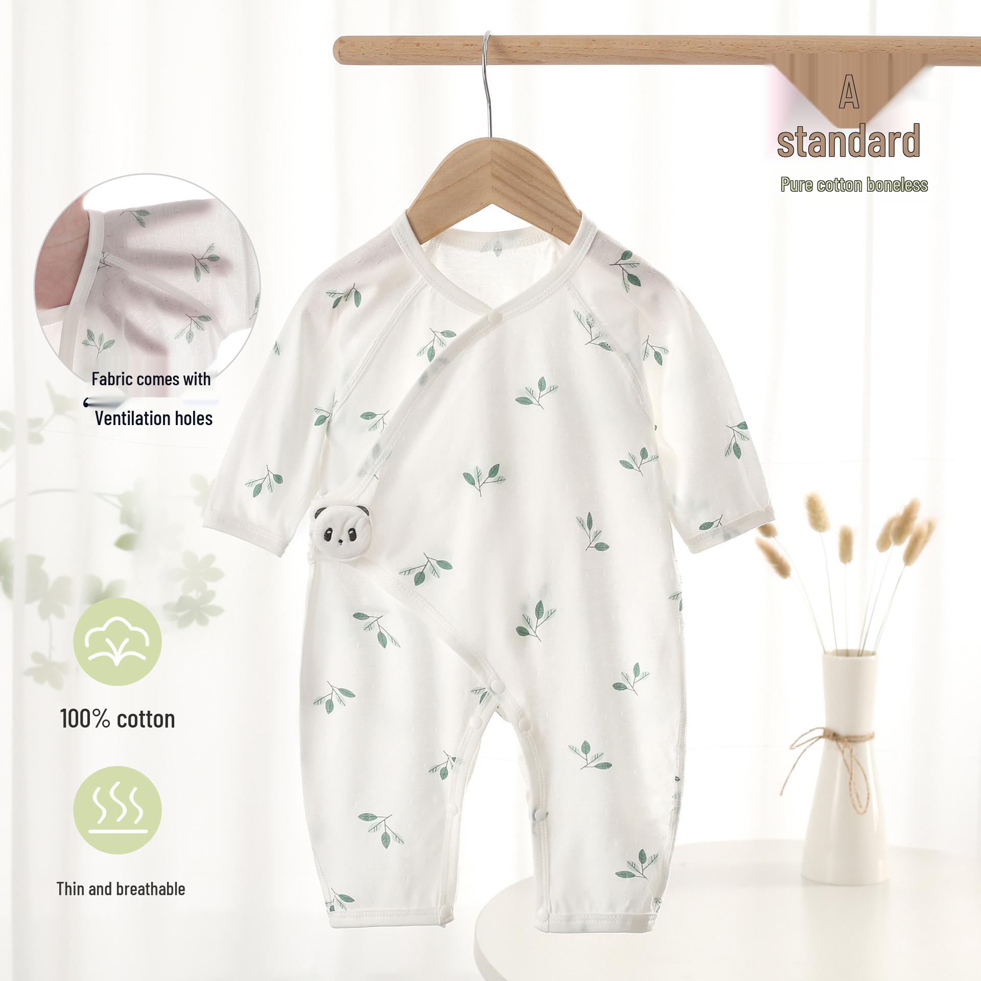 

Class A Summer Baby Onesie - Lightweight Pure Cotton, Boneless Design, Long Sleeve Air Conditioning Suit Romper for Newborns 59 cm