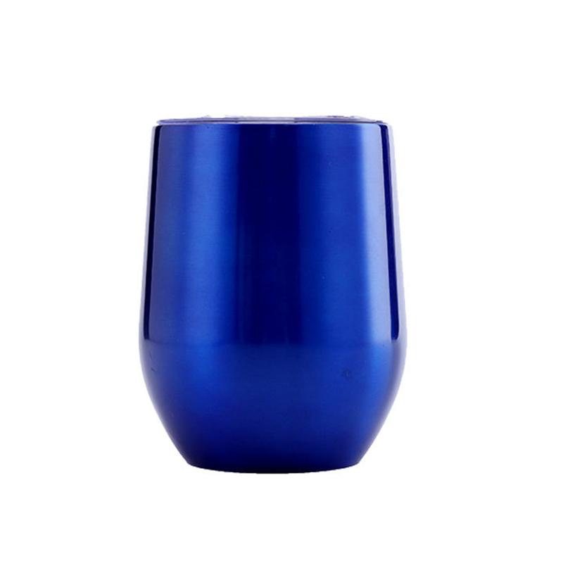 Custom 12oz Stainless Steel Double Layer Eggshell Insulated Vacuum Thermos Coffee Cup Outdoor Mini Egg Shaped Cup Mug with Lid