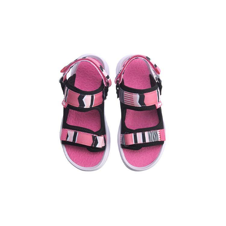 Li Ning Comfortable Versatile One-Strap Sandals Kids Sandals Black Pink YKUQ016-6