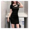 Elegant U-neck Pleated Dress: Sexy, Waist-cinching, Hip-hugging Style