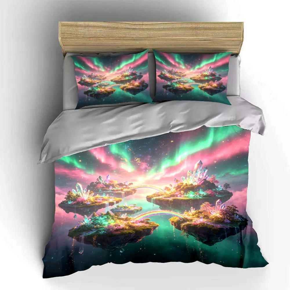 "Floating Island Crystal Decor Set" Soft Comfortable Duvet Cover Bedding Set Included 1*Duvet Cover & 2*Pillowcases, gift
