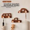 Cute Wall Mounted Car Shaped Hooks Vintage Style Cartoon Coat Hook Wooden Free Punching Wall Decorative Hook Entrance Decor