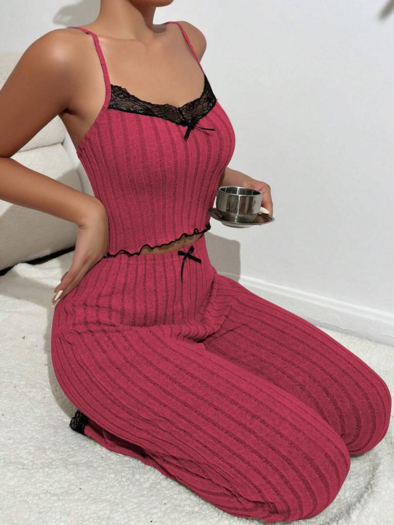 Europe and the United States Hot-selling Loungewear Trousers Suspender Vest Pajamas Women Can Wear Two-piece Set Loungewear