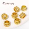 18K Gold Plated Brass Zircon Spacer Beads Accessories For Bracelet,Big Hole Bead,Metal Beads Separators For Jewelry DIY Fittings