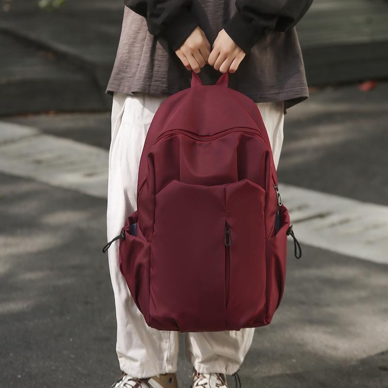 Fashion Trendy Cool Simple Pleated Solid Color Large Capacity Student Schoolbag New Junior High School High School Backpack