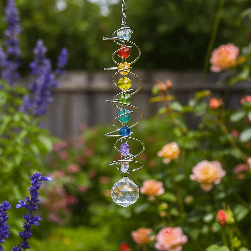 Creative 3D Crystal Rotate Sun Catcher Hangings Colorful Sun Catcher Wind Chime Decorative Spinner Gazing Ball Party Gifts