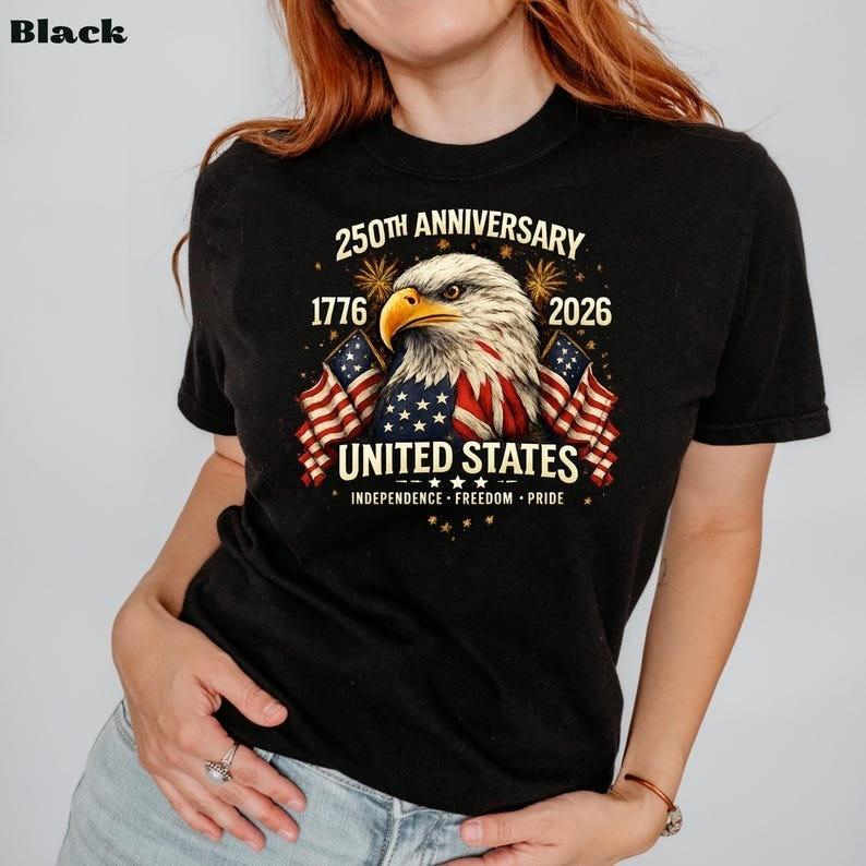 250th Anniversary United States Shirt Patriotic Eagle TShirt Unisex T-Shirt L