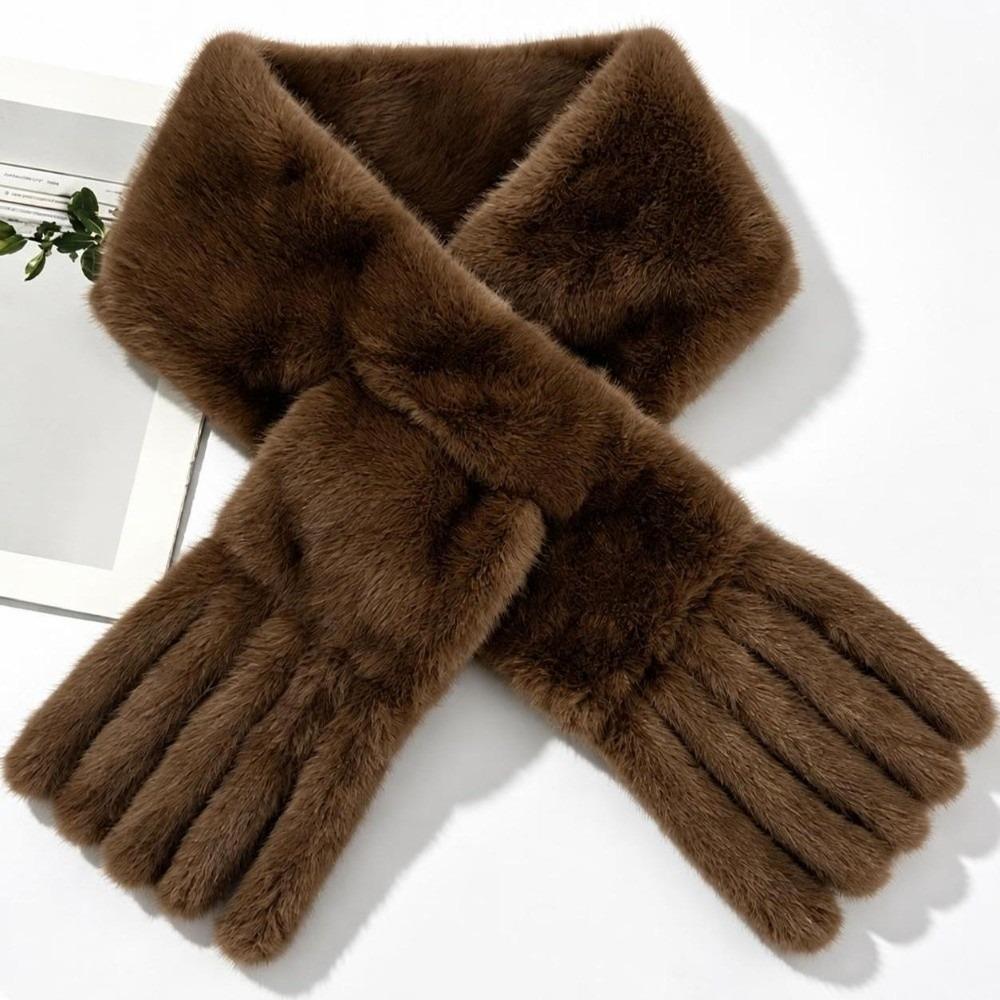 Thickened Women's Scarf Windroof Winter Collar Scarf Soft Faux Rabbit Fur Scarf  Winter