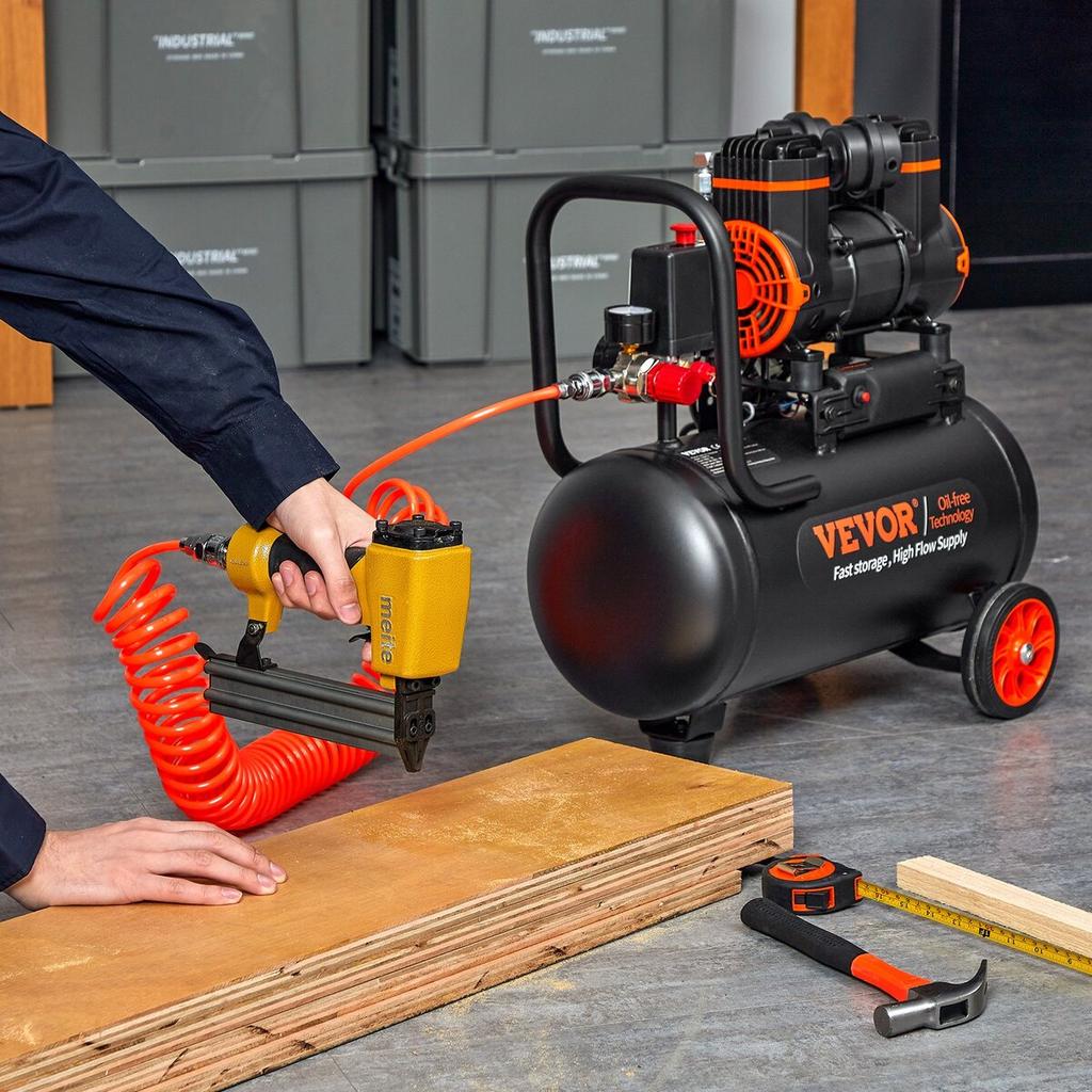 Air Compressor 4.8 Gallon 900W 2.2 CFM@ 90PSI 70 dB Ultra Quiet Oil Free
