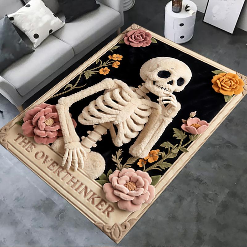 

2025 New Thinker Skull Carpet Rug for Living Room Bedroom Home Sofa Decoration,Kids play Non-slip Floor Mat 40x60cm( 15x23in )