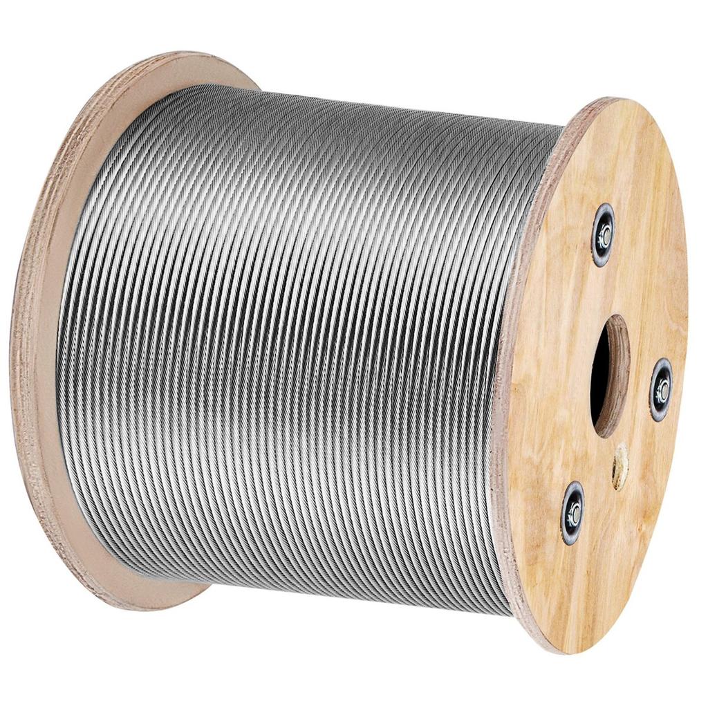 3/16 Inch 7x19 Stainless Steel Aircraft Cable Reel 500FT Stainless Steel Cable T304 Wire Rope Winch Cable Replacement (T304)