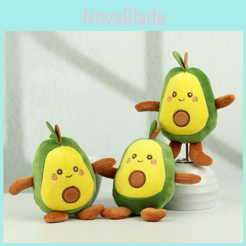 Weicher und kuscheliger vier Zoll Avocado Plüsch Schlüsselanhänger Perfekt für Kindertaschen und Geschenke