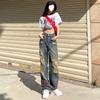 High Waist Ripped Straight Leg Jeans Women Loose Fit Streetwear Hiphop Wide Denim Pants Fall