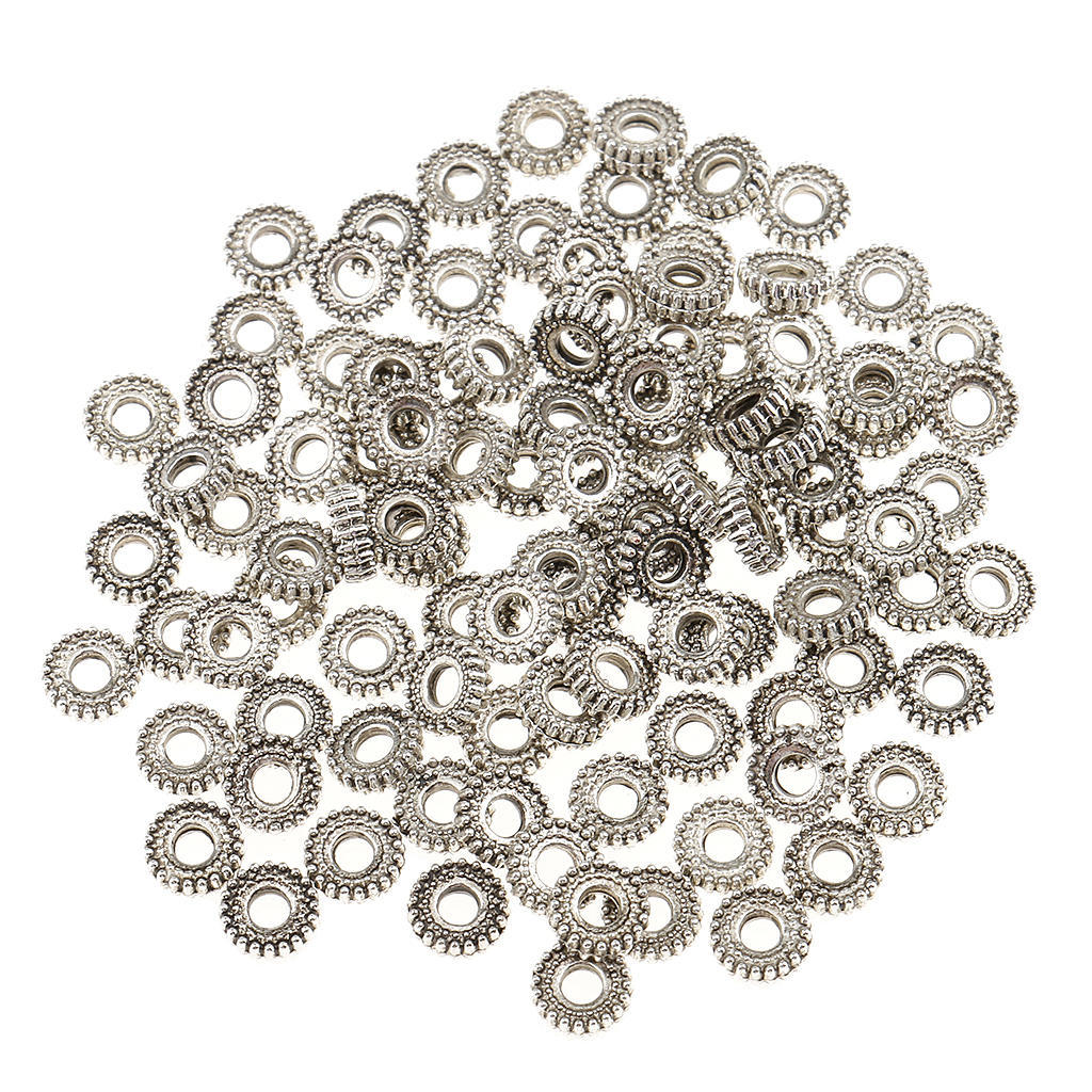 100pcs Metal Wheel Shape Alloy Spacer Beads Findings Tools for Jewelry Making Crafts
